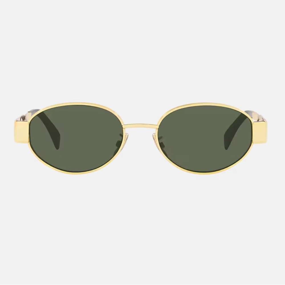 Retro Gold and Green Oval Sunglasses